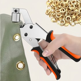 Resim Tam Göz Delme Seti ile 200 adet 10mm Halka - Kendin Yap Branda, Suni Deri ve Su Geçirmez Kumaş Projeleri için İdeal, Dikiş ve El Sanatları Temel Malzemeler 