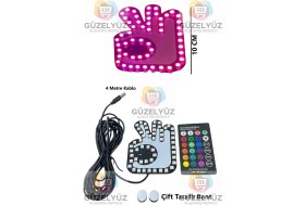 Resim Kenko 3 Parmak Okey Işareti LED Lamba | 4 Metre USB Kablolu Kumandalı Lamba | Işık Fonksiyonlu 