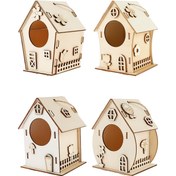 Resim 1/4 adet Ahşap Bitirilmemiş DIY Mini Kuş Evi Kiti, Ahşap Kuş Evi El Sanatları Kiti, Yaratıcı Kuş Evi Yapımı Kiti, El Becerilerini Geliştirir Graffiti Kuş Evi, Kolay Kurulum DIY Boyama Kuş Evi, Benzersiz Parti Hediyesi, Kuş Severler İçin İdeal Seçim 
