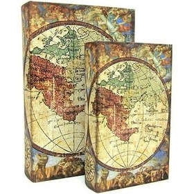 Resim Kenpazar Kutu Kitap Harita 2'li Set Kitap Kutusu Dekoratif Hediyelik 