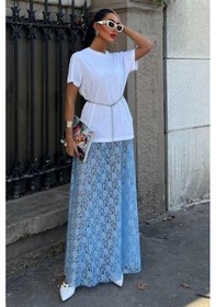 Resim Maxi Dantel Etek 4047 Mavi 