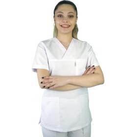 Resim Hemşire Forma Tek Üst V Yaka Alpaka Kumaş 