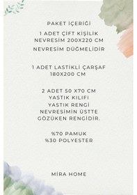 Resim Çift Kişilik Nevresim Takımı Pamuklu Çift Taraflı Lastikli Çarşaflı Beyaz 