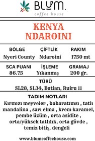 Resim Kenya Ndaroini Exclusive Çekirdek Kahve |Tatlı & Dengeli Aroma - Moka Pot / 1 kg. 