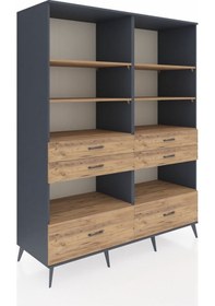 Resim Kronos Gardrop 8 Raflı 6 Çekmeceli 176x59x221 Antrasit-çam Çam 