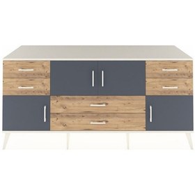 Resim Kronos Konsol 3 Raflı 6 Çekmeceli 4 Kapaklı 176x59x83 Aytaşı-antrasit/çam Antrasit/çam 