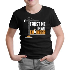 Resim Lord T-Shirt Trust Me I'm An Engineer - Vehicle Siyah Çocuk Tshirt 