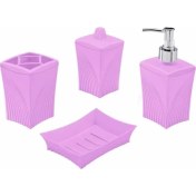 Resim Flora F350 Banyo Wc Seti 4 Parça Sert Plastik Pembe 