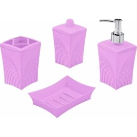 Resim Flora F350 Banyo Wc Seti 4 Parça Sert Plastik Pembe 