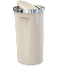 Resim Primanova Lenox Plastik Bej Çöp Kovası 35 Litre Döner Kapaklı Bej 