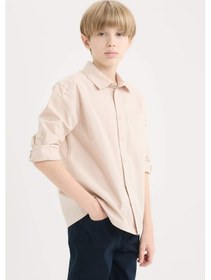 Resim DeFacto Erkek Çocuk Oversize Geniş Kalıp Polo Yaka Paraşüt Uzun Kollu Gömlek D9848A825SMBG107 