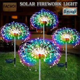 Resim FACHOI Güneş Enerjili Bahçe Işıkları, 420LED Havai Fişek Tasarımı, 8 Aydınlatma Modu, Su Geçirmez, Akıllı Sensör Anahtarı, Dış Mekan Dekoru için Patio, Yürüyüş Yolu, Parti, Düğün - 360/200/60 LED Seçenekleri, Güneş Enerjili Aydınlatma, Dış Mekan Aydınlatması | Canlı Aydınlatma | Akıllı Işık, Dekorasyon Işıkları 