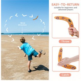 Resim Başlangıç Dostu Rüzgar Yönü Göstergeli Ahşap Boomerang - Kolay Geri Dönüş İçin Açık Kahverengi Ergonomik Tutuş, Dış Mekan Sporları & Plaj Oyunları, Atma Oyunu, Dekoratif Desenler, Pürüzsüz Yüzey 
