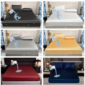 Resim 1 Adet, Yazlık Lastikli Çarşaf, Serin ve Rahat, Yalnızca Kullanılabilir, Makinede Yıkanabilir, Dayanıklı, Yatak Odası ve Misafir Odası İçin Uygun, Otel Çarşafları, Matara Koruyucu, Yatak Örtüsü 