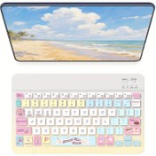 Resim Ultra İnce Şarj Edilebilir Bluetooth Klavye, Taşınabilir Kompakt Kablosuz Klavye (150mAh) - for Samsung Galaxy Tab Tablet, Android, Windows Akıllı Telefon ve iOS iPad Uyumlu Karakter Desenli 