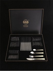 Resim Nıcole Mat Altın Solingen 96 Parça Kutulu Çatal Kaşık Bıçak Seti Altın 