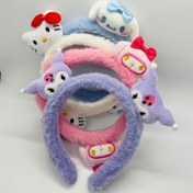 Resim 1pc Sanrio Velour Headband, Cartoon Character Design, Wide Elastic Band, Gentle on Hair, Cute Makeup Accessory for Face Washing and Beauty Routines 