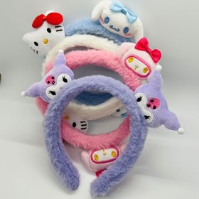 Resim 1pc Sanrio Velour Headband, Cartoon Character Design, Wide Elastic Band, Gentle on Hair, Cute Makeup Accessory for Face Washing and Beauty Routines 