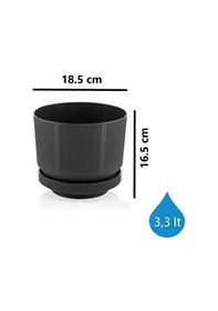 Resim Omnipazar So-s282 Dekoratif Tabaklı Lüks Çizgi Desenli Saksı 3.3 Litre 3.3 L 