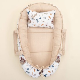 Resim Babynest ve Yastık - Çift Taraflı - Sütlü Kahve Örgü - Harry 