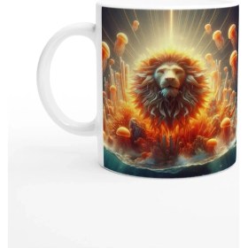 Resim Aslan Burcu Baskılı Kahve Kupası - Astral Denizaltı Dünyası Vs3 