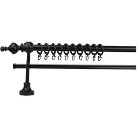 Resim Siyah Ceren Demonte Başlıklı Ahşap Rustik Perde Askısı - Tek Raylı - 250 Cm 