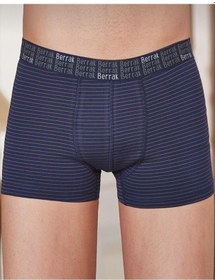 Resim Berrak 4475 Erkek Çizgili Likralı Boxer 12 Adet Lacivert 