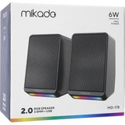 Resim Mıkado Md-178, 6w, 1+1, Masaüstü, Rgb Aydınlatma, Usb, Siyah Kasa, Speaker Mikado