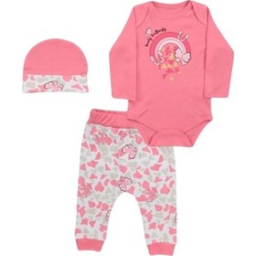 Resim Miniworld 6-9 Ay Butterfly Flowers Baskılı Badili Takım 18418165 Pembe 