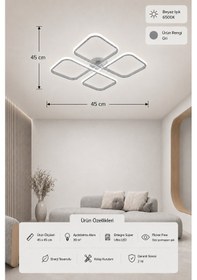 Resim Nuvo Led Plafonyer Avize Beyaz Işık Gri 