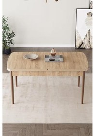 Resim Loft Meşe Desen 80x132 Açılabilir Mdf Masa Yemek Odası Takımı, Mutfak Takımı 4 Adet Sandalye Siyah 