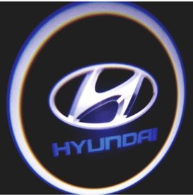 Resim ünlütürkotoaksesuar Hyundai Uyumlu Pilli Yapıştırmalı Kapı Altı Led Hayalet Logo Mesafe Sens 