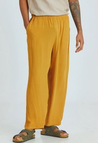 Resim Relaxed Fit Dökümlü Erkek Pantolon Sarı - L 