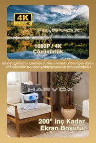 Resim HARVOX C3 Buds Ekranlı Projeksiyon Cihazı Taşınabilir Android Sistemli Wifi HDMI USB Destekli Projektör 