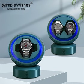 Resim 1pc SimpleWishes Çift Yuvalı Saat Rüzgarı, PVC Malzeme, Sessiz Motor, LED Işık, Esnek Yastık, USB/Pil Güçlü, Erkek ve Kadınlar İçin Otomatik Saatler İçin Uygun, Pilsiz 