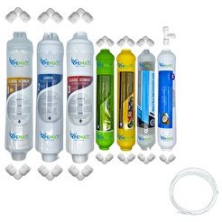 Resim Pemax Water Solutions Kapalı Kasa Su Arıtma Cihazlarına Uygun Eco 7'li Mebransız Alkali-Mineral-Detox-Tatlandırıcı Set 