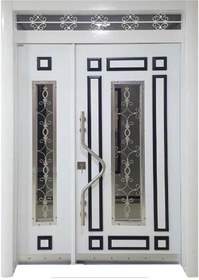 Resim Çelik Kapı Modelleri Beyaz-kabartmalı Model Bina Giriş Kapısı Sol 