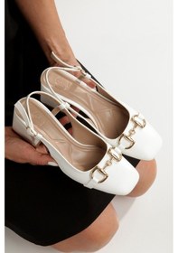 Resim Cenova Beyaz Kalın Topuklu Tokalı Yazlık Sandalet Beyaz 