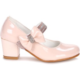 Resim Kiko Kids Cameli Rugan Günlük Kız Çocuk 4 Cm Topuklu Abiye Ayakkabı Pudra 