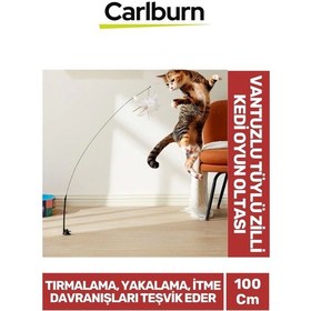 Resim Premium İnteraktif Sabitlenebilen Tırmalama Yakalama İtme Vantuzlu Tüylü Zilli Kedi Oyun Oltası 