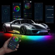 Resim Araba Underglow LED Işıklar, App Kontrollü Rüya Renkli Şerit Işıklar, Dış Araç Neon Vurgu Işıkları Kiti (Yurt Dışından) 