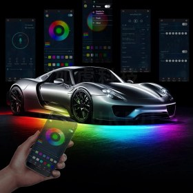 Resim Araba Underglow LED Işıklar, App Kontrollü Rüya Renkli Şerit Işıklar, Dış Araç Neon Vurgu Işıkları Kiti (Yurt Dışından) 