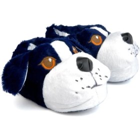 Resim Konfor Sevimli Köpek Figürlü Kadın Panduf Yumuşak Peluş Malzeme ile Rahat Kullanım 