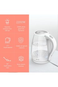 Resim Genel Markalar 1,7 L mavi ışıklı cam kettle, şık ve kullanışlı tasarım 