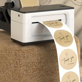 Resim 7,62 cm Kahverengi Termal Etiketler, Yuvarlak Termal Etiketler, Çok Amaçlı Termal Çıkartmalar, Küçük İşletmeler İçin Daire Şeklinde Termal Etiket Stickerlar, 250 Adet/1 Rulo 