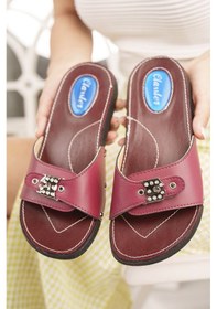 Resim Khayt Ola Jel Taban Topuk Dikeni Tavsiyeli Kadın Terlik Bordo 