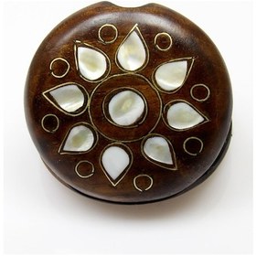 Resim Sedef Işlemeli Telkari Ceviz Ağacı El Yapımı Makyaj Aynası Euay4 Beyaz 