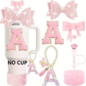 Resim SPORT bardak 30oz & 40oz Tumbler için Aksesuar Seti, Saplı, Harf Süsleri, Fiyonk & Elmas Saman Kapakları, Simli Silikon Bot, Kişiselleştirilmiş Sticker ile Spor Bardak Aksesuarları 