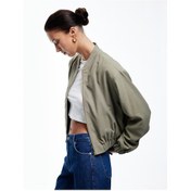 Resim Koton Viskon Kumaş Cepli Uzun Kollu Bisiklet Yaka Bomber Ceket Haki 5sak50064pw Haki 