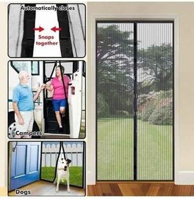 Resim Siyah Mıknatıslı Kapı Sinekliği 205x95 TekParça Ortadan girişli Sineklik Tülü Lütfen Video İzleyin 